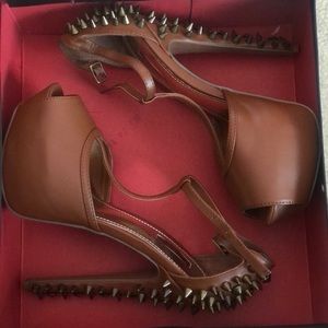 Wild Pair Cognac Spiked Heels